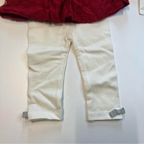 Starting Out 3PC Set, White Faux Fur Vest, Red Lace Shirt, Ivory Leggings, NWT! - Picture 5 of 5